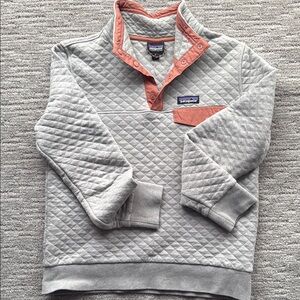 Patagonia Gray and Coral Quilted Sweater